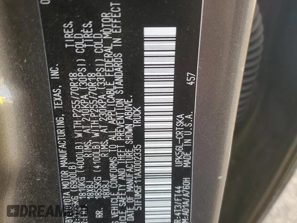 2010 Toyota Tundra 4WD Truck with VIN 5TFUM5F11AX002335, listed as a Copart auction lot 44238765 with 206,525 mi miles and Salvage Title. Bid and sale history available at carsss.com. Image 14.