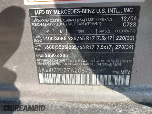 2007 Mercedes-Benz M 320 CDI z VIN 4JGBB22E77A208738, wystawiony jako IAAI lot #41405025 z przebiegiem 244 182 mil mil oraz . Historia ofert i sprzedaży dostępna na DreamBid. Obrazek 9.