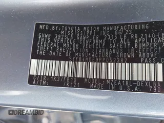2023 Toyota Corolla LE with VIN 5YFB4MDE9PP052382, listed as a IAAI auction lot 42087565 with 41,170 mi miles and . Bid and sale history available at DreamBid. Image 9.