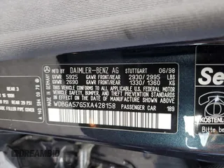 1999 Mercedes-Benz S with VIN WDBGA57G5XA428158, listed as a Copart auction lot 65543515 with 65,698 mi miles and Salvage title. Bid and sale history available at DreamBid. Image 12.