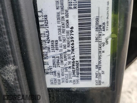 1998 Mercury Mystique z VIN 1MEFM66L7WK639796, wystawiony jako Copart lot #52880105 z przebiegiem 254 649 mil mil oraz Nie do naprawy • Non repairable. Historia ofert i sprzedaży dostępna na DreamBid. Obrazek 12.