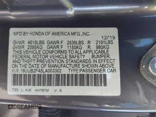2020 Acura TLX w/Technology Pkg with VIN 19UUB2F45LA003302, listed as a IAAI auction lot 41738499 with 51,835 mi miles. Bid and sale history available at carsss.com. Image 9.