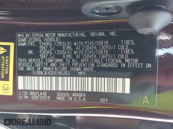 2013 Toyota Highlander Limited с VIN 5TDDK3EH2DS185263, выставлен на аукционе IAAI как лот 42234846 с пробегом 192 285 миль миль и . История ставок и продаж доступна на DreamBid. Изображение 9.