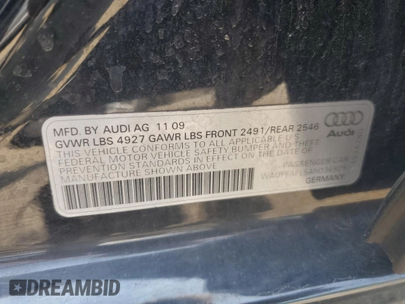2010 Audi A4 Premium Plus z VIN WAUFFAFL5AN036929, wystawiony jako Copart lot #60625405 z przebiegiem 107 622 mil mil oraz Szkoda całkowita • Salvage title. Historia ofert i sprzedaży dostępna na DreamBid. Obrazek 12.