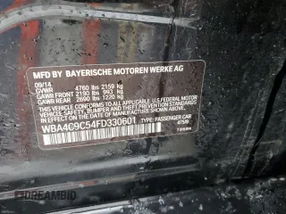 2015 BMW 4 Series 428i xDrive with VIN WBA4C9C54FD330601, listed as a Copart auction lot 45168955 with 112,408 mi miles and Salvage title. Bid and sale history available at DreamBid. Image 12.