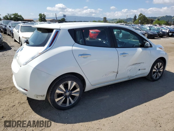 2015 Nissan LEAF SV with VIN 1N4AZ0CP4FC317702, listed as a Copart auction lot 54688805 with 80,491 mi miles and Salvage Title. Bid and sale history available at carsss.com. Image 3.