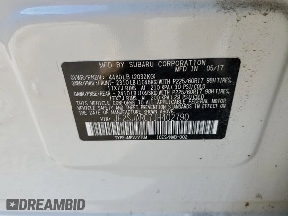 2018 Subaru Forester Limited with VIN JF2SJARC7JH402790, listed as a Copart auction lot 67860942 with 9,999 mi miles. Bid and sale history available at carsss.com. Image 13.