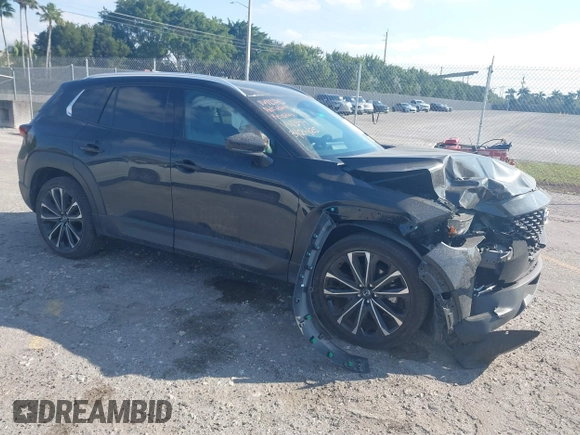 2023 Mazda CX-50 S Premium Plus with VIN 7MMVABEM1PN141344, listed as a IAAI auction lot 41473823 with 12,120 mi miles and . Bid and sale history available at DreamBid. Image 1.