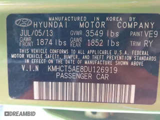 2013 Hyundai Accent GS with VIN KMHCT5AE8DU126919, listed as a IAAI auction lot 41788322 with 150,382 mi miles. Bid and sale history available at carsss.com. Image 9.