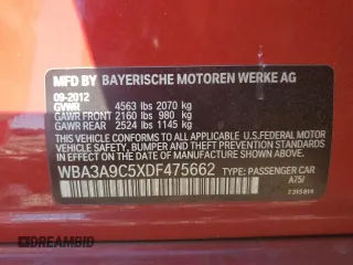2013 BMW 3 Series 335i with VIN WBA3A9C5XDF475662, listed as a Copart auction lot 86421984 with 160,031 mi miles and Salvage Title. Bid and sale history available at carsss.com. Image 14.