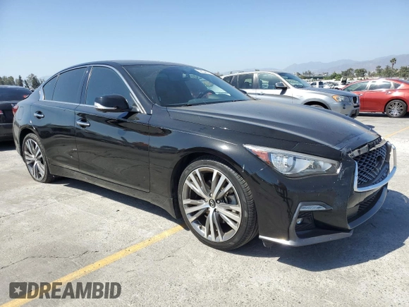2021 Infiniti Q50 Signature Edition with VIN JN1EV7CP7MM700303, listed as a Copart auction lot 58534285 with 44,081 mi miles and Salvage title. Bid and sale history available at DreamBid. Image 4.