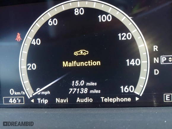 2012 Mercedes-Benz S-Class S 550 with VIN WDDNG7DB9CA461272, listed as a IAAI auction lot 41376537 with 77,138 mi miles. Bid and sale history available at carsss.com. Image 15.