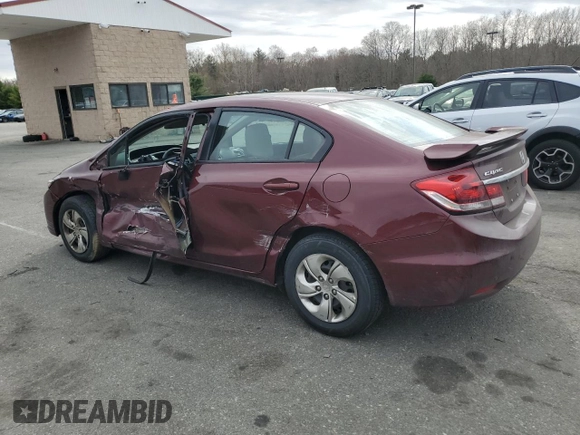 2014 Honda Civic Sedan LX with VIN 2HGFB2F5XEH500349, listed as a Copart auction lot 54086745 with 75,247 mi miles and Salvage Title. Bid and sale history available at carsss.com. Image 2.