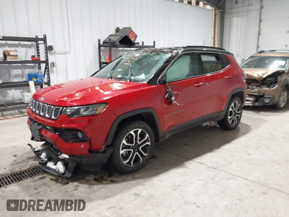 2023 Jeep Compass (RED) Edition with VIN 3C4NJDCN0PT514252, listed as a IAAI auction lot 41575768 with 25,156 mi miles and . Bid and sale history available at DreamBid. Image 2.