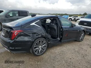 2025 Cadillac CT5 Premium Luxury with VIN 1G6DN5RW5S0100897, listed as a Copart auction lot 78741714 with 5,494 mi miles and Salvage title. Bid and sale history available at DreamBid. Image 3.
