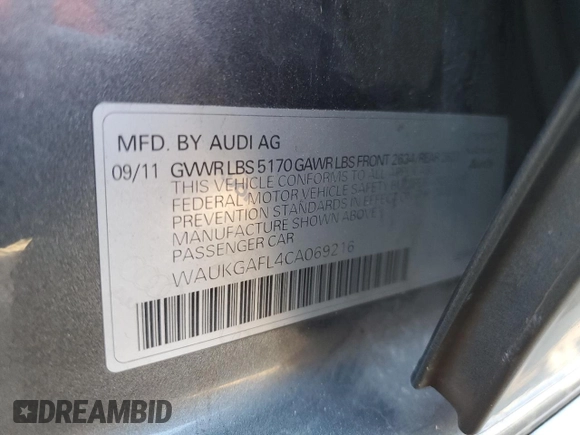 2012 Audi S4 Prestige with VIN WAUKGAFL4CA069216, listed as a Copart auction lot 78784664 with 131,106 mi miles and Salvage Title. Bid and sale history available at carsss.com. Image 13.