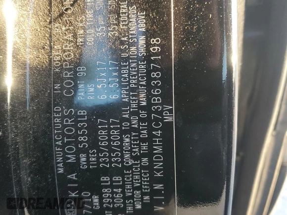 2011 Kia Sedona EX with VIN KNDMH4C73B6387198, listed as a Copart auction lot 74748064 with 172,437 mi miles and Salvage Title. Bid and sale history available at carsss.com. Image 13.