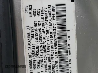 2005 Honda Odyssey LX with VIN 5FNRL38215B069701, listed as a Copart auction lot 50024525 with 293,999 mi miles and Salvage Title. Bid and sale history available at carsss.com. Image 15.