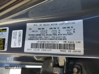 2025 Mazda 3 Premium Plus with VIN JM1BPBNY9S1760522, listed as a Copart auction lot 56765745 with Not provided miles and Salvage title. Bid and sale history available at DreamBid. Image 13.