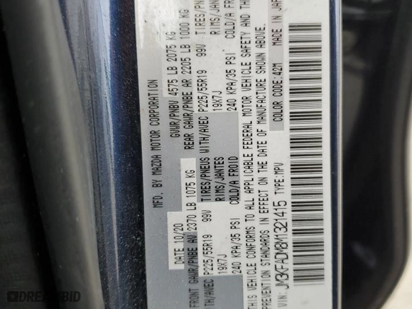 2021 Mazda CX-5 Grand Touring with VIN JM3KFADM8M1321415, listed as a Copart auction lot 47685415 with 90,145 mi miles and Salvage Title. Bid and sale history available at carsss.com. Image 16.