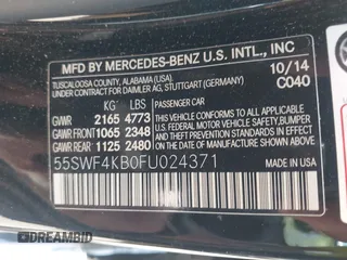 2015 Mercedes-Benz C 300 Luxury with VIN 55SWF4KB0FU024371, listed as a IAAI auction lot 42056336 with 50,530 mi miles and . Bid and sale history available at DreamBid. Image 9.