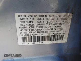 2010 Honda Fit Sport с VIN JHMGE8H40AC023184, выставлен на аукционе IAAI как лот 41605278 с пробегом 88 367 миль миль и . История ставок и продаж доступна на DreamBid. Изображение 9.