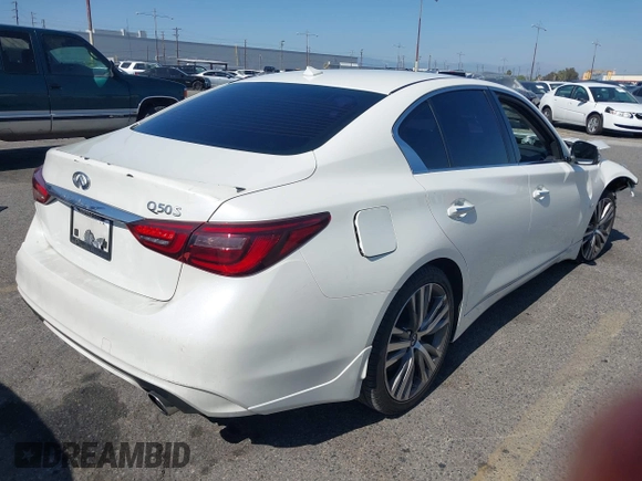 2018 Infiniti Q50 Luxe with VIN JN1EV7APXJM357078, listed as a IAAI auction lot 42316830 with 48,071 mi miles and . Bid and sale history available at DreamBid. Image 4.