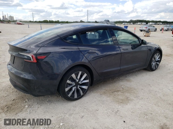 2025 Tesla Model 3 Long Range with VIN 5YJ3E1EA2SF995505, listed as a Copart auction lot 56682745 with 783 mi miles and Salvage title. Bid and sale history available at DreamBid. Image 3.