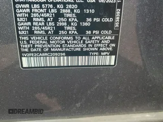 2024 Volkswagen Atlas SEL Premium R-Line with VIN 1V2FE2CA8RC209296, listed as a Copart auction lot 51262385 with 10,914 mi miles and Salvage title. Bid and sale history available at DreamBid. Image 12.