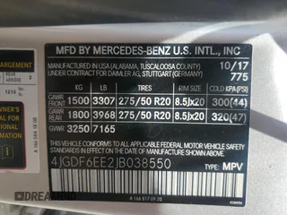 2018 Mercedes-Benz GLS 450 with VIN 4JGDF6EE2JB038550, listed as a Copart auction lot 61177375 with 74,624 mi miles and Salvage title. Bid and sale history available at DreamBid. Image 13.