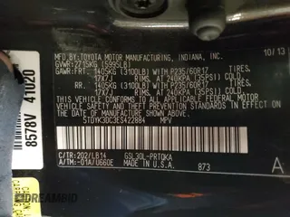 2014 Toyota Sienna XLE with VIN 5TDYK3DC3ES422884, listed as a Copart auction lot 44645715 with 126,679 mi miles and Salvage Title. Bid and sale history available at carsss.com. Image 15.
