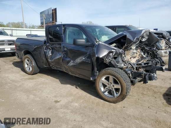 2018 Ram 1500 Express with VIN 1C6RR7FG3JS215878, listed as a Copart auction lot 52197945 with 0 mi miles and Salvage Title. Bid and sale history available at carsss.com. Image 4.