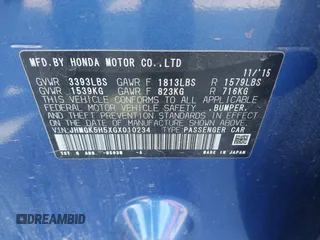 2016 Honda Fit LX z VIN JHMGK5H5XGX010234, wystawiony jako IAAI lot #41907885 z przebiegiem 148 666 mil mil oraz . Historia ofert i sprzedaży dostępna na DreamBid. Obrazek 9.