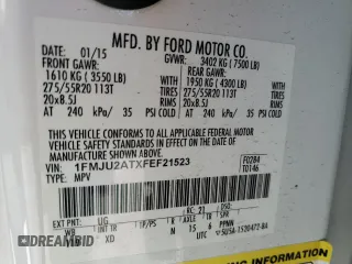 2015 Ford Expedition Limited with VIN 1FMJU2ATXFEF21523, listed as a Copart auction lot 46215575 with 173,519 mi miles and Salvage title. Bid and sale history available at DreamBid. Image 13.