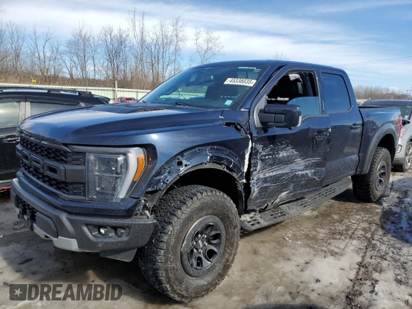 2023 Ford F-150 Raptor with VIN 1FTFW1RG0PFD16861, listed as a Copart auction lot 45338035 with 19,454 mi miles and Salvage Title. Bid and sale history available at DreamBid. Image 1.