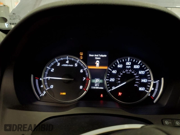 2017 Acura MDX Technology with VIN 5J8YD4H5XHL003031, listed as a Copart auction lot 60216405 with 114,184 mi miles and Non repairable. Bid and sale history available at DreamBid. Image 9.