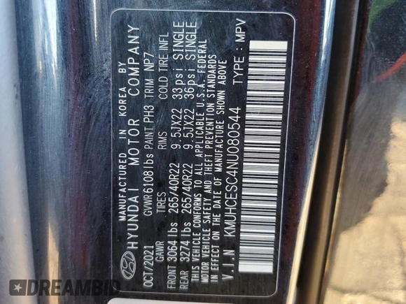 2022 Genesis GV80 with VIN KMUHCESC4NU080544, listed as a Copart auction lot 74490614 with 27,720 mi miles and Salvage title. Bid and sale history available at DreamBid. Image 13.
