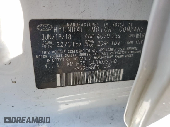 2018 Hyundai Elantra GT Sport with VIN KMHH55LC4JU073160, listed as a Copart auction lot 74827894 with 28,226 mi miles and Clean Title. Bid and sale history available at carsss.com. Image 12.