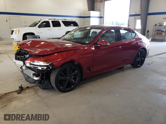 2023 Genesis G70 2.0T with VIN KMTG34TA8PU122367, listed as a Copart auction lot 70726154 with 15,475 mi miles and Salvage Title. Bid and sale history available at carsss.com. Image 1.