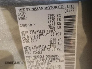 2022 Nissan Murano S z VIN 5N1AZ2AS1NC125855, wystawiony jako Copart lot #77483294 z przebiegiem Nie podano mil oraz Szkody całkowita. Historia ofert i sprzedaży dostępna na DreamBid. Obrazek 13.