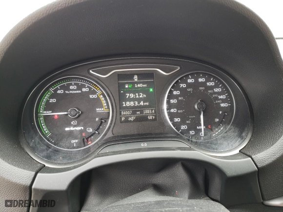 2017 Audi A3 Sportback e-tron Premium with VIN WAUUPBFF4HA054280, listed as a Copart auction lot 54023604 with 84,007 mi miles and Salvage Title. Bid and sale history available at carsss.com. Image 9.