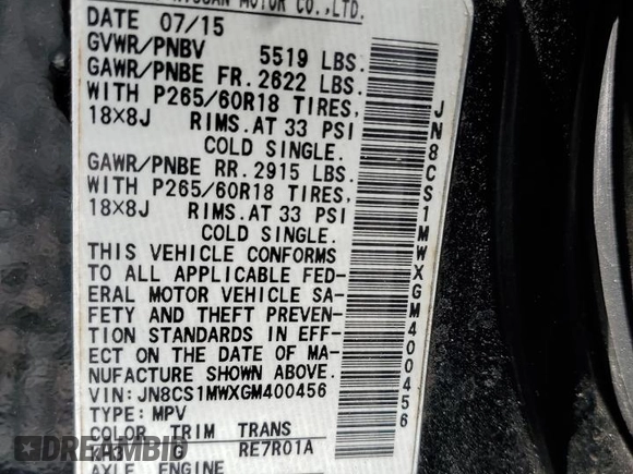 2016 Infiniti QX70 with VIN JN8CS1MWXGM400456, listed as a Copart auction lot 61276945 with 87,040 mi miles and Clean title. Bid and sale history available at DreamBid. Image 13.