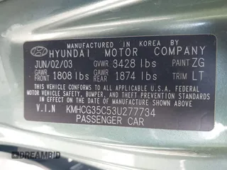 2003 Hyundai Accent GL with VIN KMHCG35C53U277734, listed as a IAAI auction lot 42085996 with 108,369 mi miles. Bid and sale history available at carsss.com. Image 9.