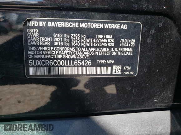 2020 BMW X5 xDrive40i с VIN 5UXCR6C00LLL65426, выставлен на аукционе Copart как лот 53951324 с пробегом 61 471 миль миль и Списание • Salvage title. История ставок и продаж доступна на DreamBid. Изображение 13.
