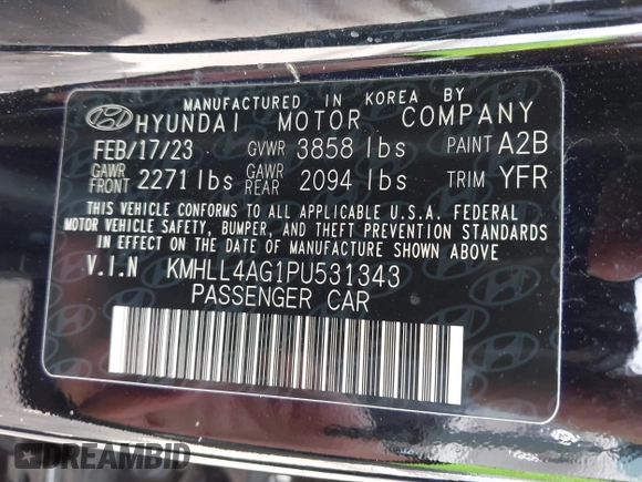 2023 Hyundai Elantra SE с VIN KMHLL4AG1PU531343, выставлен на аукционе IAAI как лот 41793011 с пробегом 78 982 миль миль и . История ставок и продаж доступна на DreamBid. Изображение 9.