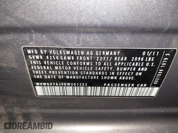 2011 Volkswagen GTI с VIN WVWGV7AJ0BW201252, выставлен на аукционе IAAI как лот 41335814 с пробегом 126 082 миль миль и . История ставок и продаж доступна на DreamBid. Изображение 9.