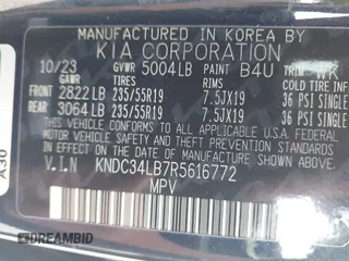2024 Kia EV6 Light z VIN KNDC34LB7R5616772, wystawiony jako IAAI lot #42133260 z przebiegiem 10 415 mil mil oraz . Historia ofert i sprzedaży dostępna na DreamBid. Obrazek 9.