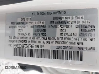 2015 Mazda CX-5 Touring with VIN JM3KE2CY8F0545967, listed as a IAAI auction lot 41909920 with 101,781 mi miles. Bid and sale history available at carsss.com. Image 9.