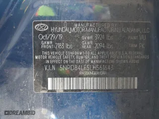 2020 Hyundai Elantra Value Edition with VIN 5NPD84LF5LH561643, listed as a IAAI auction lot 41809061 with 88,270 mi miles. Bid and sale history available at carsss.com. Image 9.