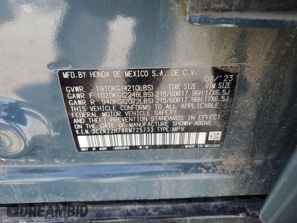 2024 Honda HR-V EX-L z VIN 3CZRZ2H78RM725733, wystawiony jako Copart lot #51825645 z przebiegiem 30 047 mil mil oraz Szkoda całkowita • Salvage title. Historia ofert i sprzedaży dostępna na DreamBid. Obrazek 13.